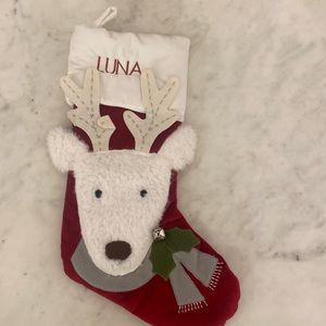 Pottery Barn Kids Velvet Stocking- Reindeer